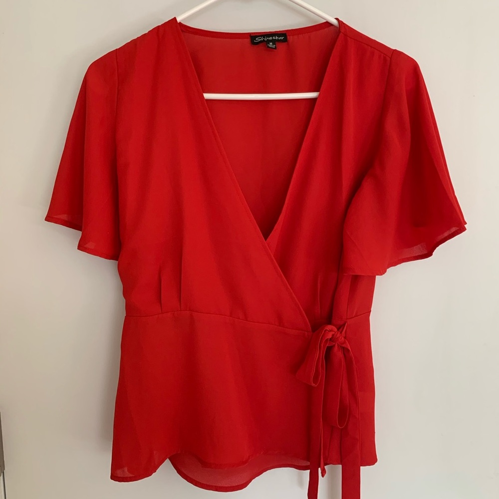 Red Wrap Top